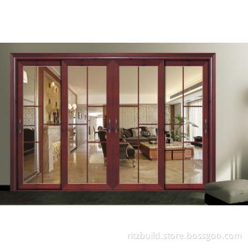 Aluminium+Glass Classic Wood Grain Sliding Door Customized Interior Door
